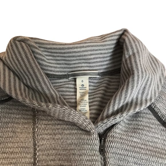 Lululemon Rulu Tonka Stripe Gray Pullover Fast Track, Size Women's 6. - Picture 2 of 14